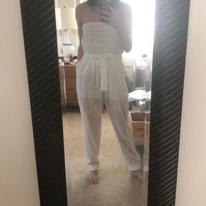 WAYF STRAPLESS EYELET JUMPSUIT